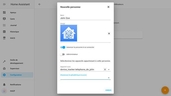 Ajouter une nouvelle personne