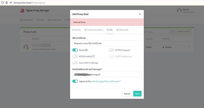 Internal error Proxy